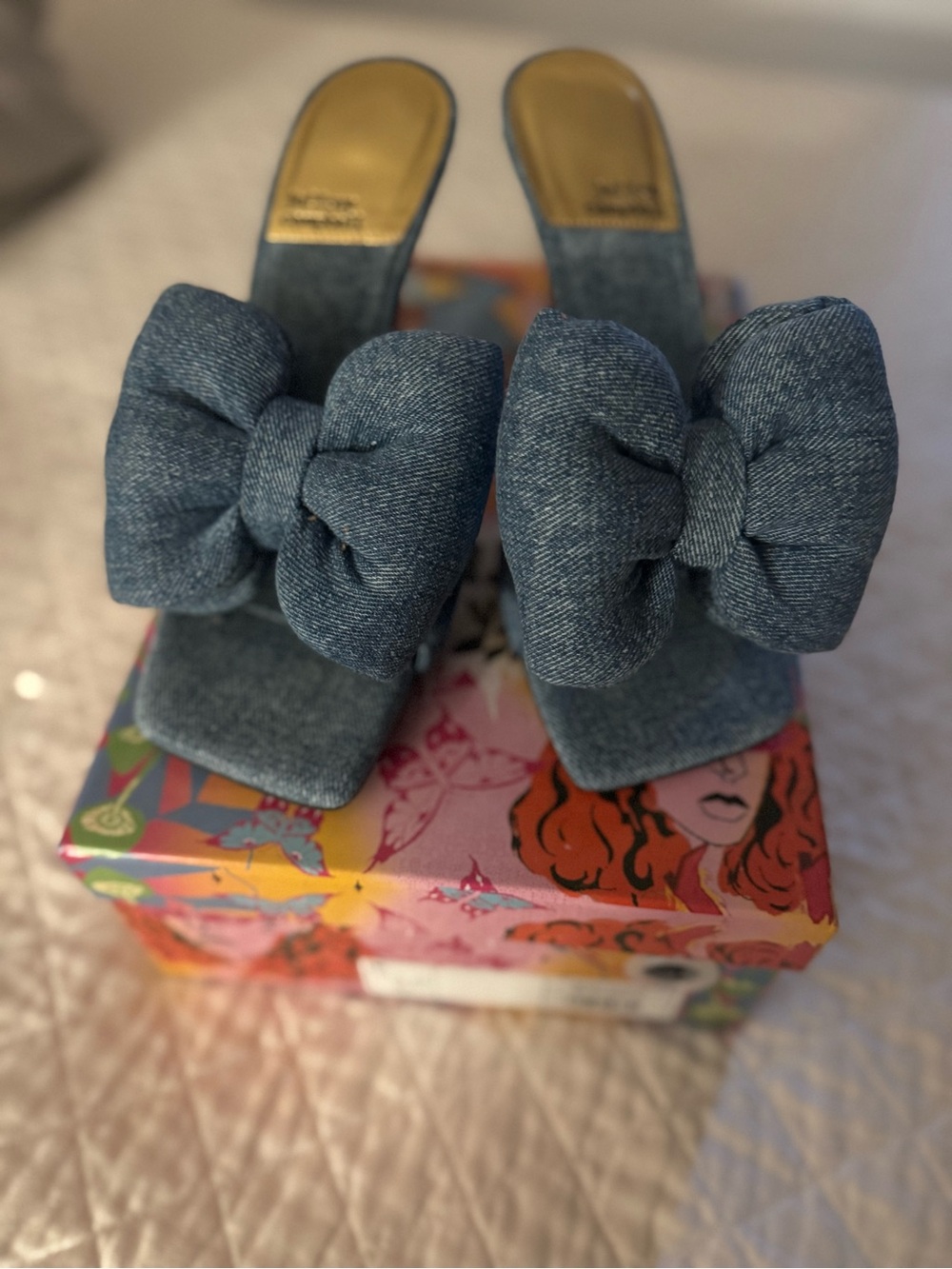 NWT Jeffrey Campbell Denim Bow Heels